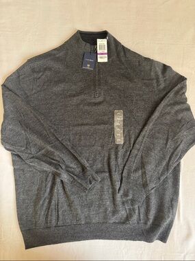 Club Room Men's Ebony Heather Zip-Neck Sweater